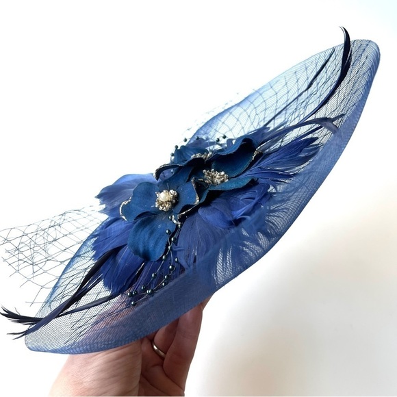 Vintage Fascinator Derby Hat Hair  Accessory 1950s 1960s Feather Hair Flower - Picture 7 of 8